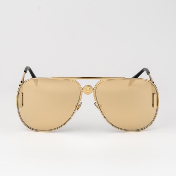 NEW Versace VE2255 100203 Gold Yellow Mirrored Metal Pilot Women Sunglasses main image 5